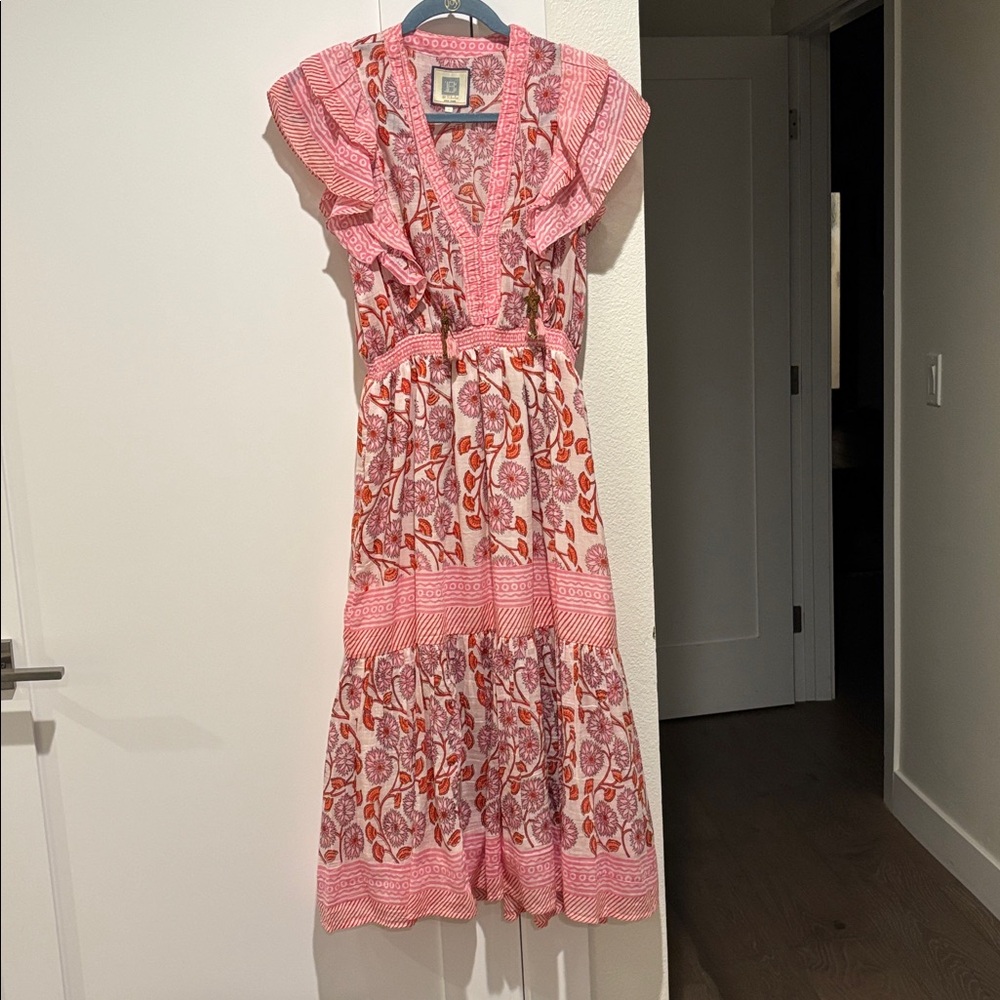 BELL Pink Boho Floral Pattern Dress Size S